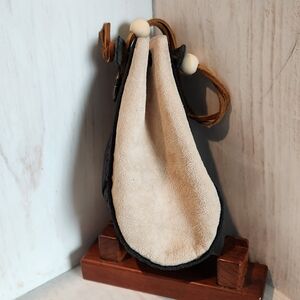 Handmade Elegant Suede Leather Black And Tan Money Bag
